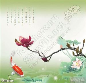 Tranh hoa sen, cá chép phong thủy