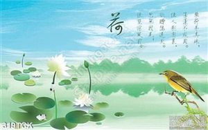Tranh hoa sen, cá chép thư pháp độc đáo