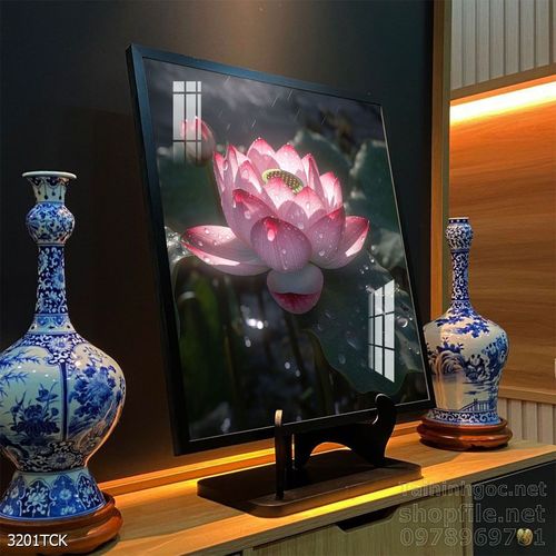 Tranh trang trí phòng khách cá chép hoa sen