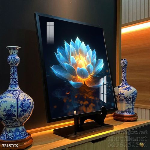 Mẫu tranh decor tường cá chép hoa sen 