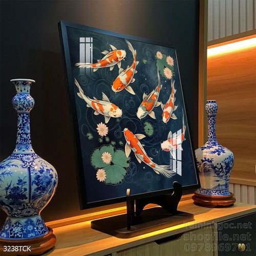 Tranh cá chép hoa sen đẹp mang nhiều ý nghĩa 