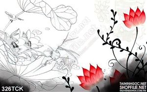 Tranh hoa sen, cá chép nghệ thuật
