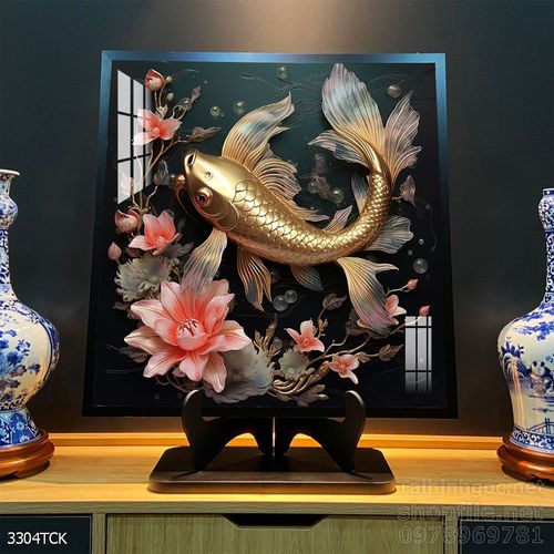 Tranh cá chép hoa sen cực đẹp