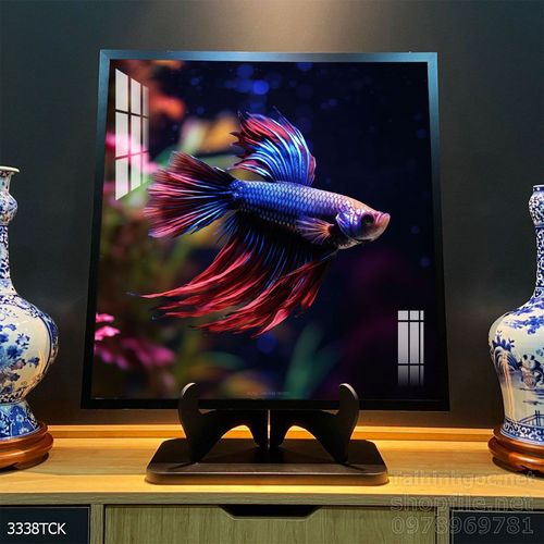 Tranh cá chép hoa sen nghệ thuật hiện đại
