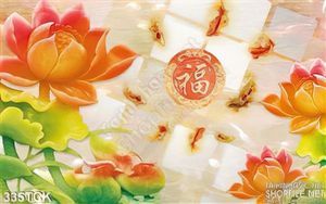 Tranh hoa sen, cá chép hội tụ giả ngọc
