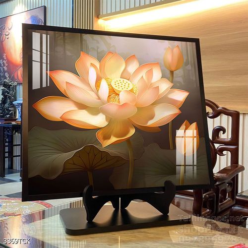 Tranh trang trí phòng khách cá chép hoa sen