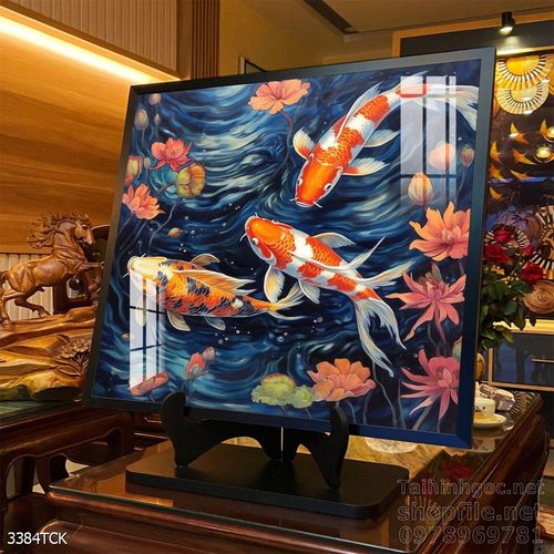 Tranh cá chép hoa sen treo tường mang nhiều ý nghĩa