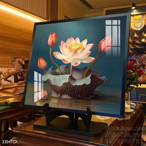 Mẫu tranh decor tường cá chép hoa sen 