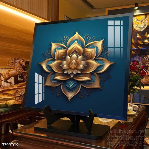 Tranh decor tường phòng khách cá chép hoa sen