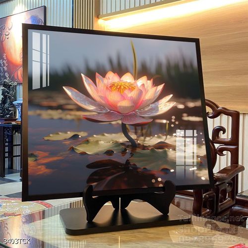 Mẫu tranh decor tường cá chép hoa sen 