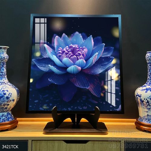 Mẫu tranh decor tường cá chép hoa sen 