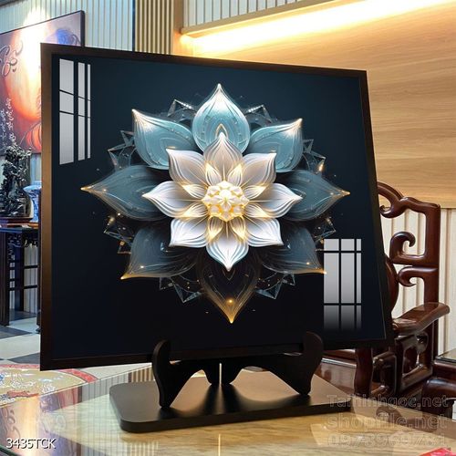 Tranh decor tường phòng khách cá chép hoa sen