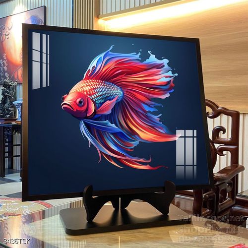 Tranh cá chép hoa sen nghệ thuật hiện đại