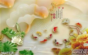 Tranh hoa sen, cá chép giả ngọc nghệ thuật