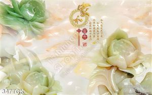 Tranh hoa sen, cá chép giả ngọc treo tường