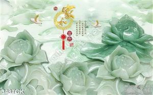 Tranh hoa sen, cá chép giả ngọc cẩm thạch