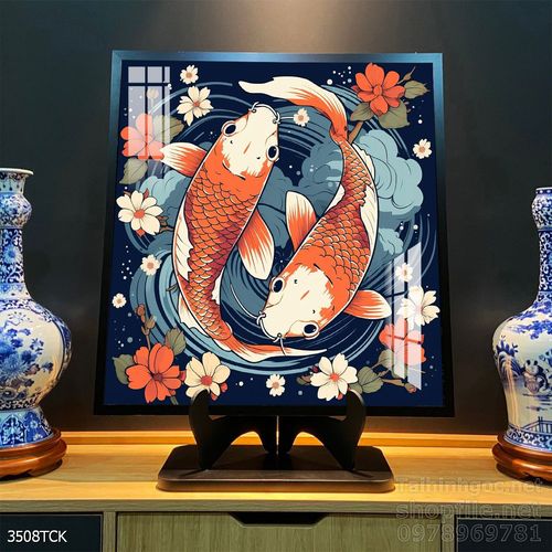 Tranh cá chép hoa sen treo tường mang nhiều ý nghĩa