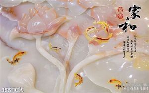 Tranh hoa sen, cá chép giả ngọc độc đáo