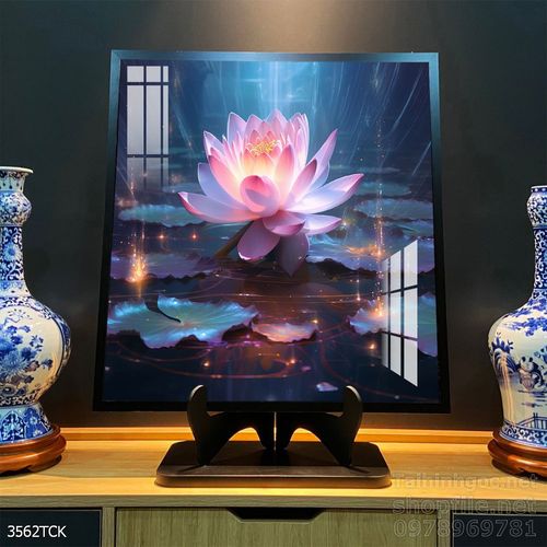 Mẫu tranh decor tường cá chép hoa sen 