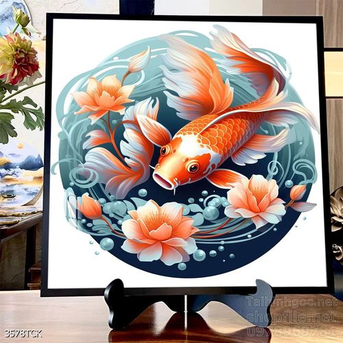 Tranh cá chép hoa sen cực đẹp