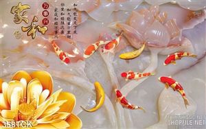 Tranh hoa sen, cá chép giả ngọc kim tiền