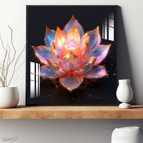 Tranh decor tường phòng khách cá chép hoa sen