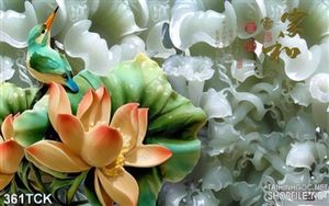 Tranh hoa sen, cá chép giả ngọc