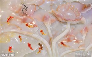 Tranh hoa sen, cá chép giả ngọc nghệ thuật