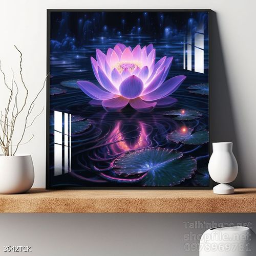 Mẫu tranh decor tường cá chép hoa sen 