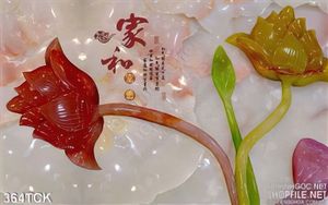 Tranh hoa sen, cá chép thư pháp giả ngọc