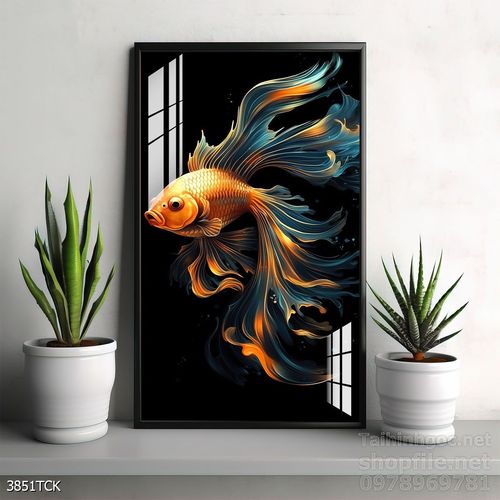 Tranh cá chép hoa sen nghệ thuật hiện đại