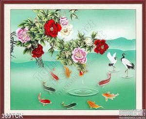 Tranh hoa sen, cá chép quần tụ nghệ thuật
