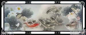 Tranh hoa sen, cá chép giả ngọc trang trí
