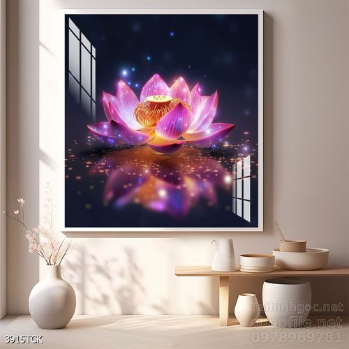 Mẫu tranh decor tường cá chép hoa sen 