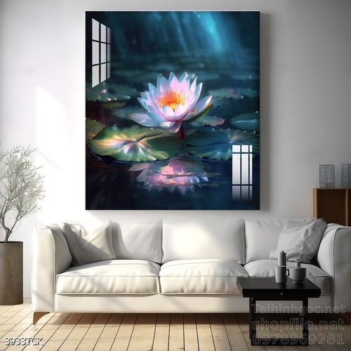 Mẫu tranh decor tường cá chép hoa sen 