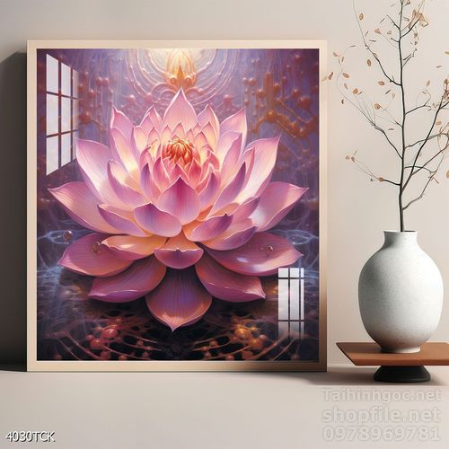Mẫu tranh decor tường cá chép hoa sen 