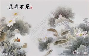 Tranh hoa sen, cá chép phong thủy