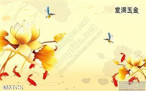 Tranh hoa sen, cá chép kim tiền
