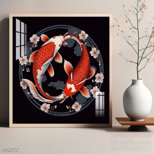 Tranh cá chép hoa sen treo tường mang nhiều ý nghĩa