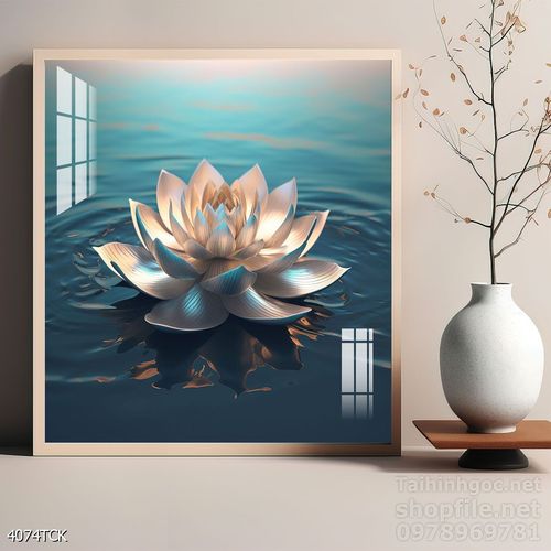 Mẫu tranh decor tường cá chép hoa sen 