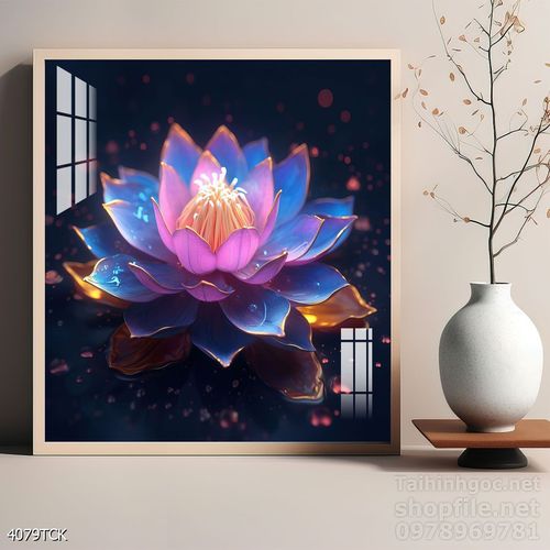 Tranh decor tường phòng khách cá chép hoa sen
