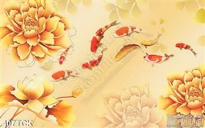 Tranh hoa sen, cá chép quần tụ kim tiền