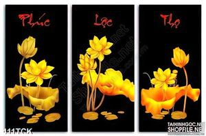 Tranh hoa sen, cá chép kim tiền phong thủy