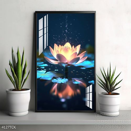 Mẫu tranh decor tường cá chép hoa sen 