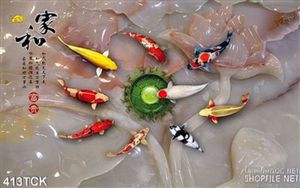 Tranh hoa sen, cá chép quần tụ giả ngọc