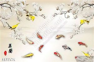 Tranh hoa sen, cá chép quần tụ mùa xuân