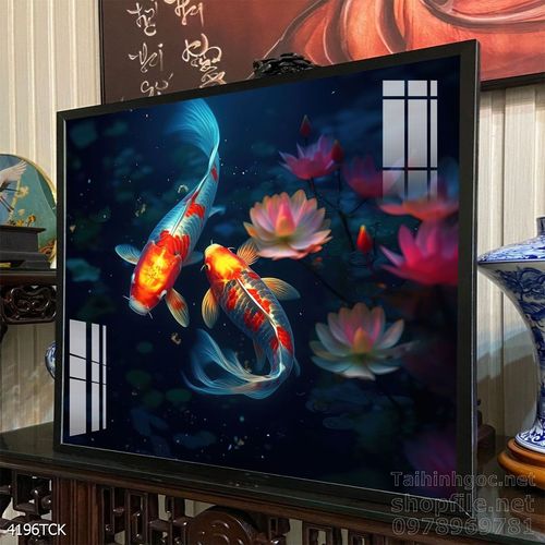 Tranh cá chép hoa sen cực đẹp
