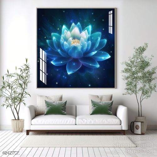 Mẫu tranh decor tường cá chép hoa sen 