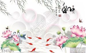 Tranh hoa sen, cá chép phong thủy đẹp