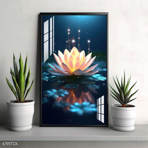 Mẫu tranh decor tường cá chép hoa sen 
